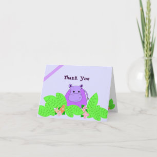 Tarjeta De Agradecimiento Hipopótamo Morado Gracias