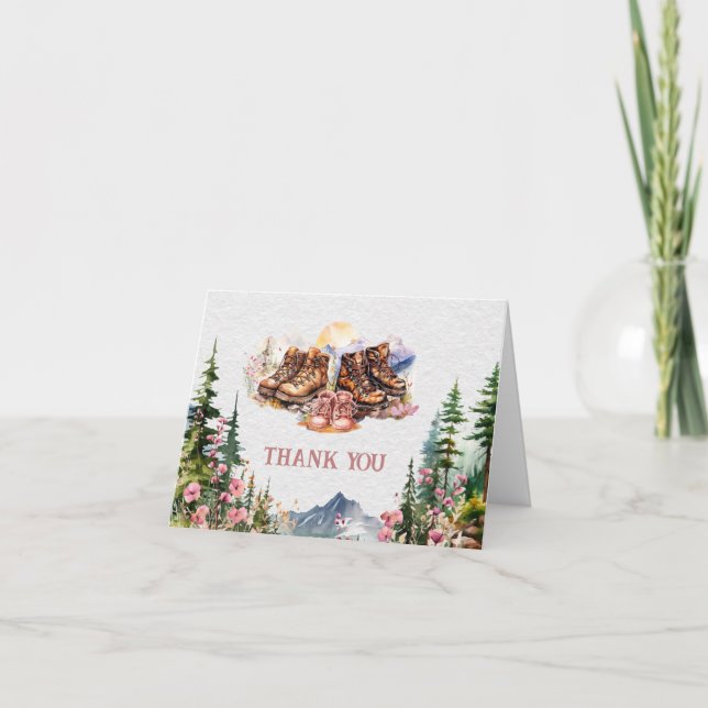 Tarjeta De Agradecimiento Hipótesis Boots Chica rosa Baby Shower (Anverso)