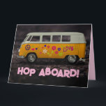 TARJETA DE AGRADECIMIENTO HIPPIE BUS VAN FUNNY GREETING BIRTHDAY CARD<br><div class="desc">TARJETA HIPPIE LOVE BUS DE CUMPLEAÑOS</div>