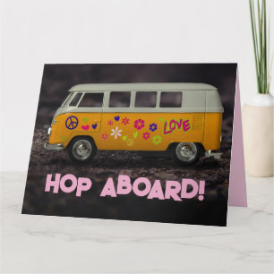 TARJETA DE AGRADECIMIENTO HIPPIE BUS VAN FUNNY GREETING BIRTHDAY CARD