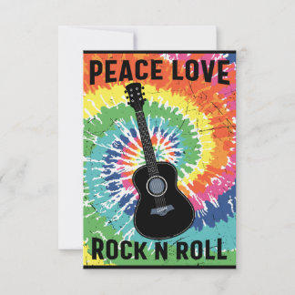 Tarjeta De Agradecimiento Hippie Peace Love Rock N Roll de Retro 80