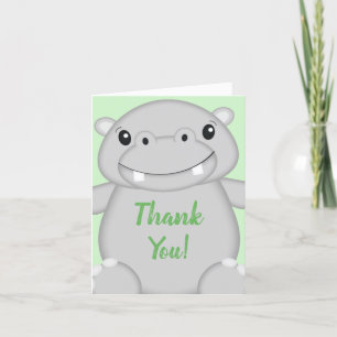Tarjeta De Agradecimiento Hippo Baby Shower Green