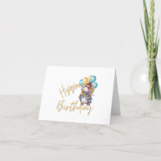 Tarjeta De Agradecimiento Hippo Birthday