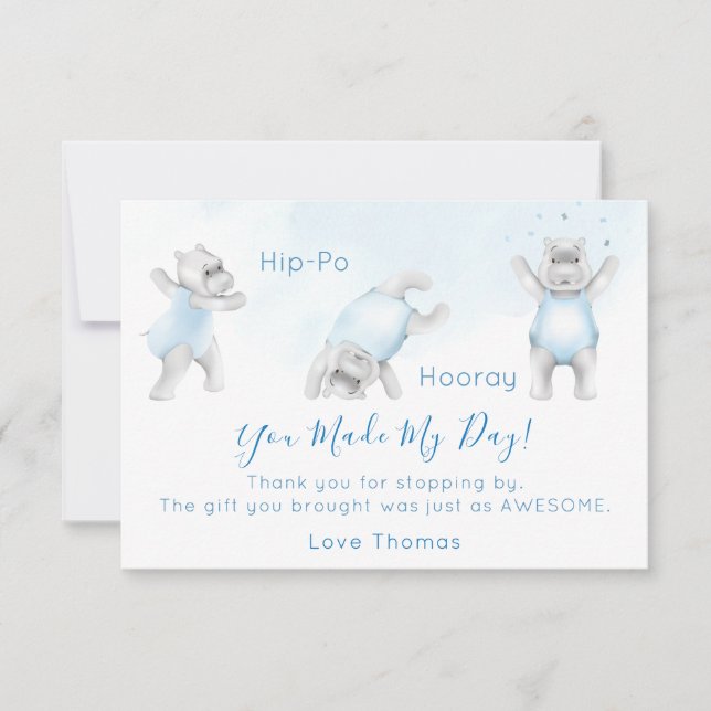 Tarjeta De Agradecimiento Hippo Hooray Voltereta Gracias (Anverso)