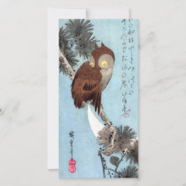 Tarjeta De Agradecimiento Hiroshige - Lechuza de Cuerno, Pino y Luna de Crec