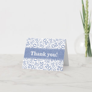 Tarjeta De Agradecimiento Hito 20 Patrón de Número Aleatorio Azul/Blanco