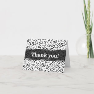 Tarjeta De Agradecimiento Hito 35 Patrón de Número Aleatorio Negro/Blanco