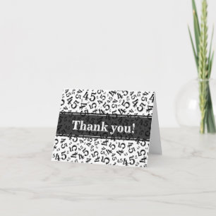 Tarjeta De Agradecimiento Hito 45 Patrón de Número Aleatorio Negro/Blanco