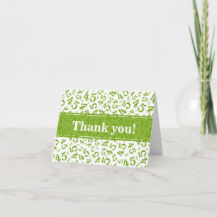 Tarjeta De Agradecimiento Hito 45 Patrón de Número Aleatorio Verde/Blanco