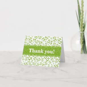 Tarjeta De Agradecimiento Hito 55 Patrón de Número Aleatorio Verde/Blanco