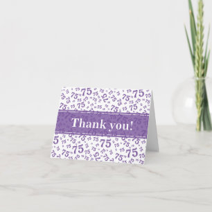 Tarjeta De Agradecimiento Hito 75 Patrón de Número Aleatorio Morado/Blanco