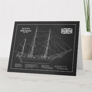 Tarjeta De Agradecimiento HMS Beagle Tall Ship - Ship Blueprint PBD