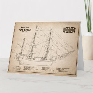 Tarjeta De Agradecimiento HMS Beagle Tall Ship - Ship Blueprint SD