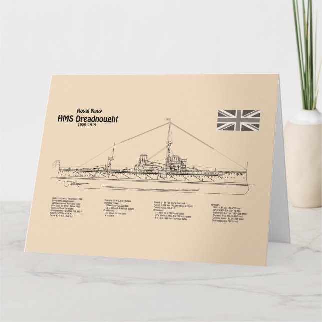 Tarjeta De Agradecimiento HMS Dreadnought - SD de diseño para el buque (Anverso)
