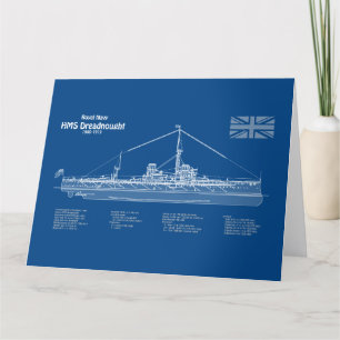 Tarjeta De Agradecimiento HMS Dreadnought - Ship Blueprint ABD