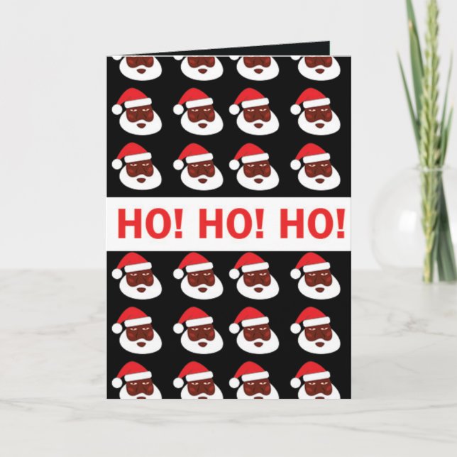 Tarjeta De Agradecimiento Ho Ho Ho Ho Black Santa Greeting Card (Anverso)