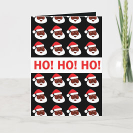 Tarjeta De Agradecimiento Ho Ho Ho Ho Black Santa Greeting Card
