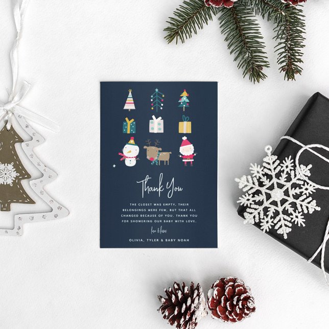 Tarjeta De Agradecimiento HO HO HO Navidades Pareja de Baby Shower (Subido por el creador)