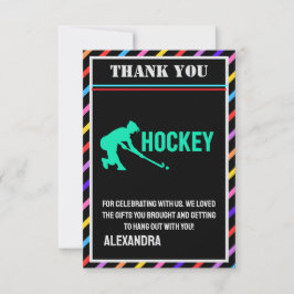 Tarjeta De Agradecimiento Hockey Birthday Party, Hockey Girl Player 