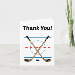 Tarjeta De Agradecimiento Hockey Gracias a las etiquetas de hockey en el hie