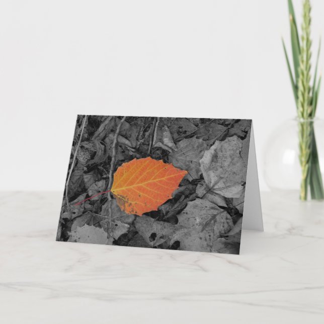 Tarjeta De Agradecimiento Hoja de otoño (Anverso)
