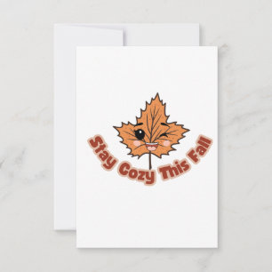 Tarjeta De Agradecimiento Hoja de Otoño Adorable Mantente Acogedor Este Otoñ