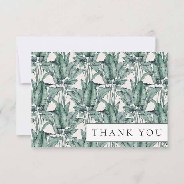Tarjeta De Agradecimiento Hoja de Palma Monstera Tropical (Anverso)