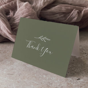 Tarjeta De Agradecimiento Hoja mínima Boda verde oscuro