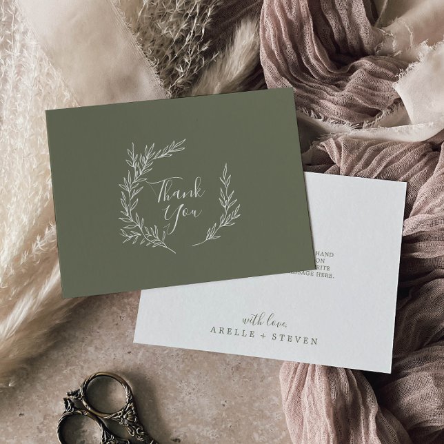 Tarjeta De Agradecimiento Hoja mínima | Llanura verde oscura (Subido por el creador)