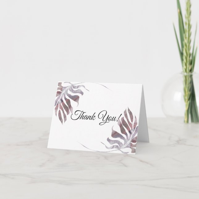 Tarjeta De Agradecimiento Hojas acuáticas color malva rosa Rosa (Anverso)