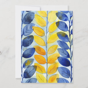 Tarjeta De Agradecimiento Hojas amarillas y azules