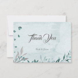 Tarjeta De Agradecimiento Hojas azul verde azuladas románticas botánicas