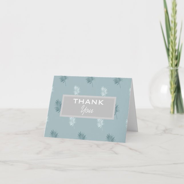 Tarjeta De Agradecimiento Hojas azules y blancas (Anverso)
