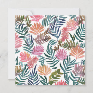 Tarjeta De Agradecimiento Hojas Botánicas Acuarela   Floral Colorido Lindo