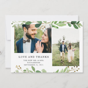 Tarjeta De Agradecimiento Hojas botánicas de moda  Dos Bodas fotográficos