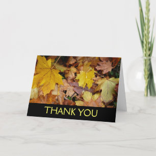 Tarjeta De Agradecimiento Hojas de Arce Caídas Amarillas Otoño Naturaleza