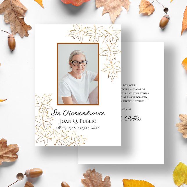 Tarjeta De Agradecimiento Hojas de Arce de Otoño Funeral Velatorio Memorial  (Subido por el creador)