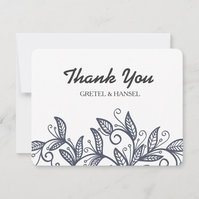 Tarjeta De Agradecimiento hojas de doodle (Anverso)