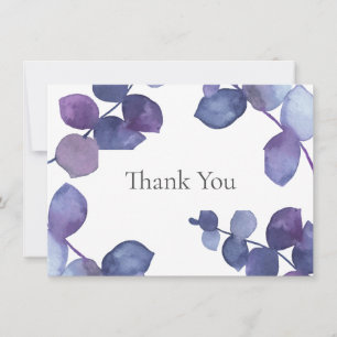 Tarjeta De Agradecimiento Hojas de Eucalipto Azules Moradas Gracias