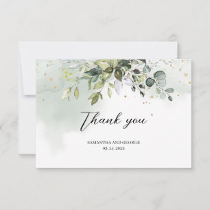 Tarjeta De Agradecimiento Hojas de eucalipto de boho verde vegetal