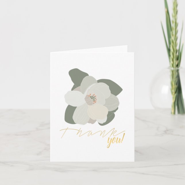 Tarjeta De Agradecimiento Hojas de flores de invierno de Magnolia (Anverso)