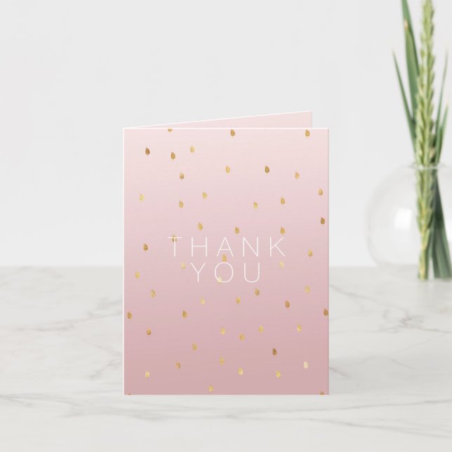 Tarjeta De Agradecimiento Hojas de oro rosadas Rosa de Rubor (Anverso)