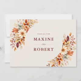Tarjeta De Agradecimiento Hojas de Otoño Boda Botánica Acuarela
