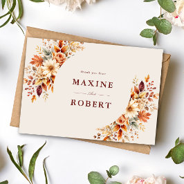 Tarjeta De Agradecimiento Hojas de Otoño Boda Botánica Acuarela