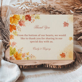 Tarjeta De Agradecimiento Hojas de Otoño Elegantes y Cálidas