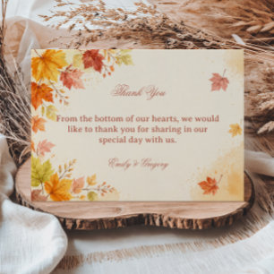 Tarjeta De Agradecimiento Hojas de Otoño Elegantes y Cálidas