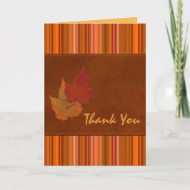 Tarjeta de agradecimiento Hojas de otoño y rayas