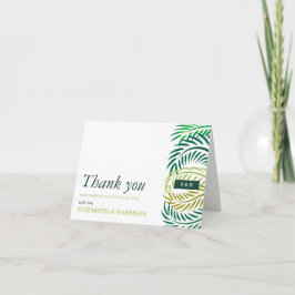 Tarjeta De Agradecimiento Hojas de palmeras tropicales, bodas en la playa