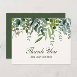 Tarjeta De Agradecimiento Hojas de vegetación en acuarela Gracias 