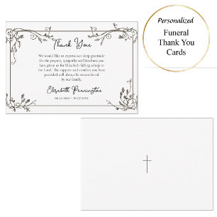 Tarjeta De Agradecimiento Hojas Decorativas Elegantes Desplazamientos Funera